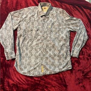 Larry Mahan Gray and Brown Paisley Shirt